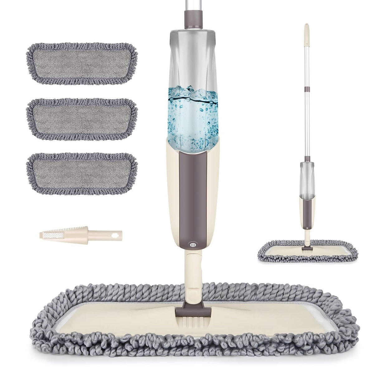 MEXERRIS Microfiber Spray Mop for Floor Cleaning - Wet and Dry, 360 Degree Spin Microfiber Dust Kitchen Mop with 410ml Water