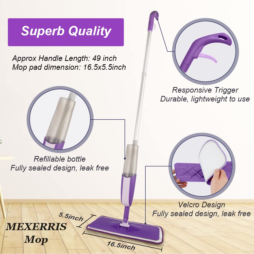 Sugarday Microfiber Spray Mops for Floor Cleaning Wet Dry Dust Hardwood Kitchen Floor Mop