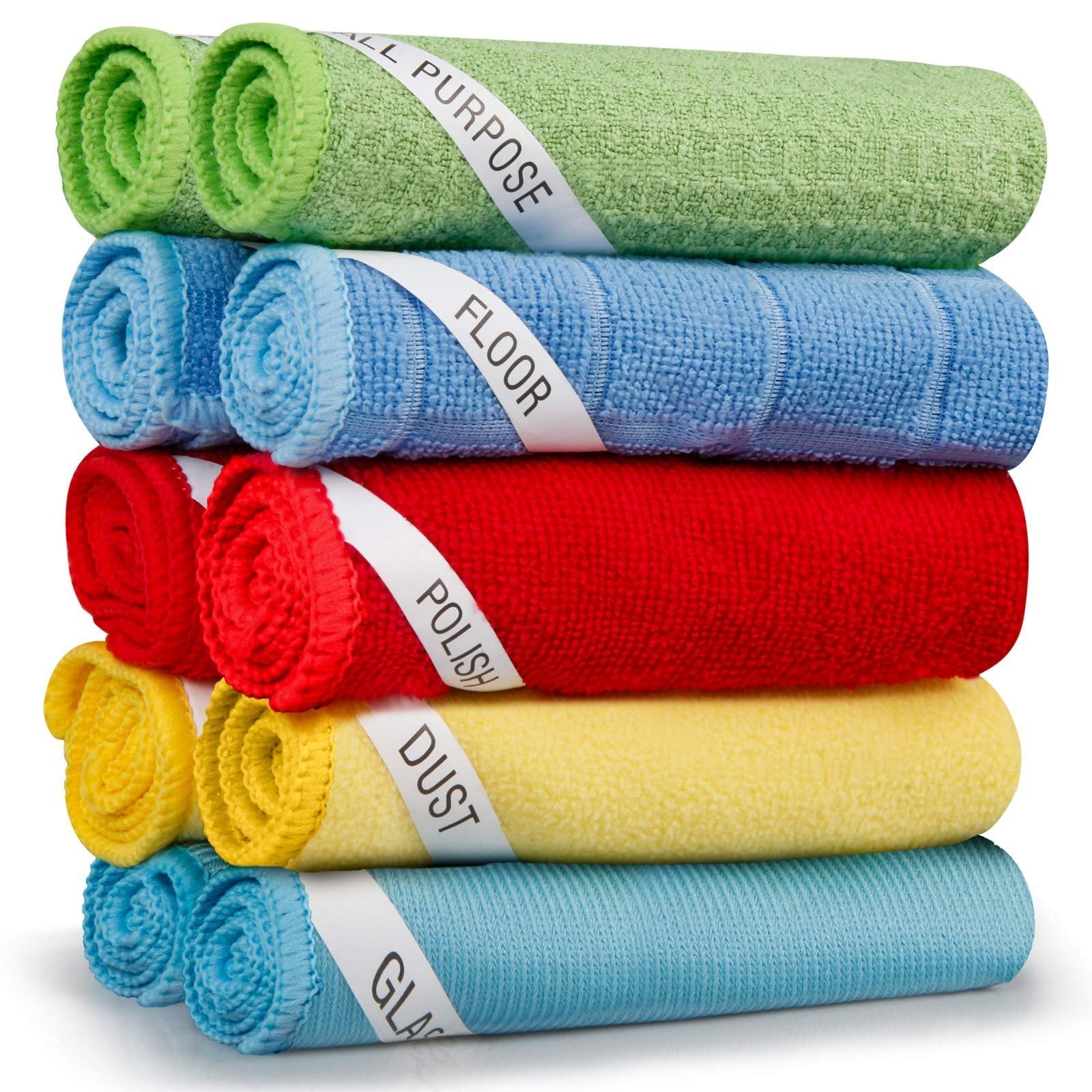 SUGARDAY Microfiber Cleaning Cloth Towels 15 Pack Reusable Dust